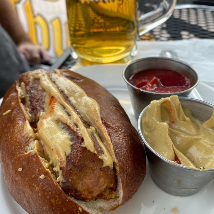review photo of Kathrin's Biergarten Beyond Sausage In Pretzel Bun shared by @peggym912 on 21 Aug 2020 - review