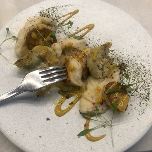 Foto do prato “King Oyster “Scallops””
