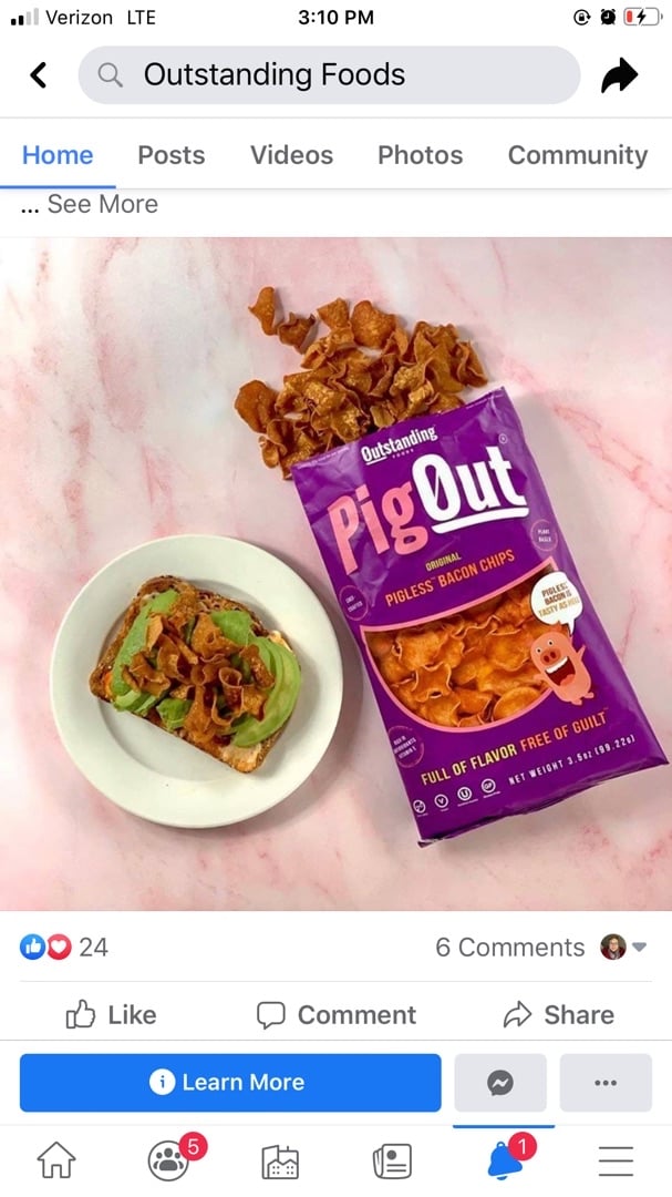 photo of Outstanding Foods Kansas City BBQ Pigless Bacon Chips shared by @jforst on  01 Apr 2020 - review