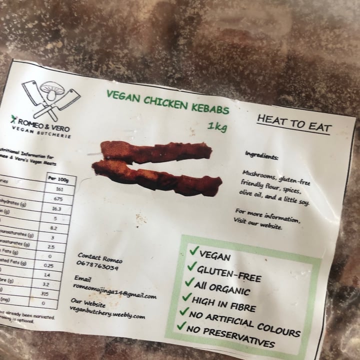 photo of Romeo & Vero Vegan Butcherie Vegan Chicken Kebabs shared by @melvdm on  20 Jul 2021 - review