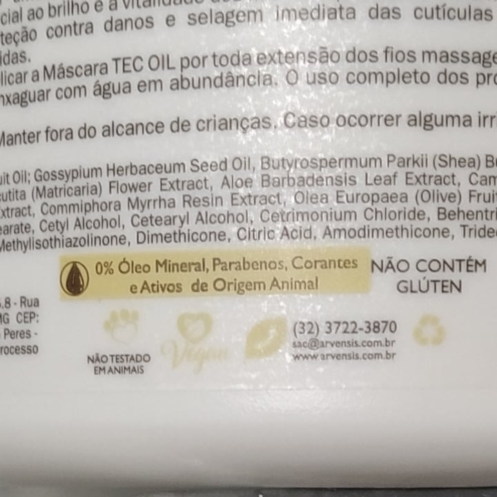 photo of Arvensis máscara TEC Oil shared by @maedetres on  08 May 2022 - review