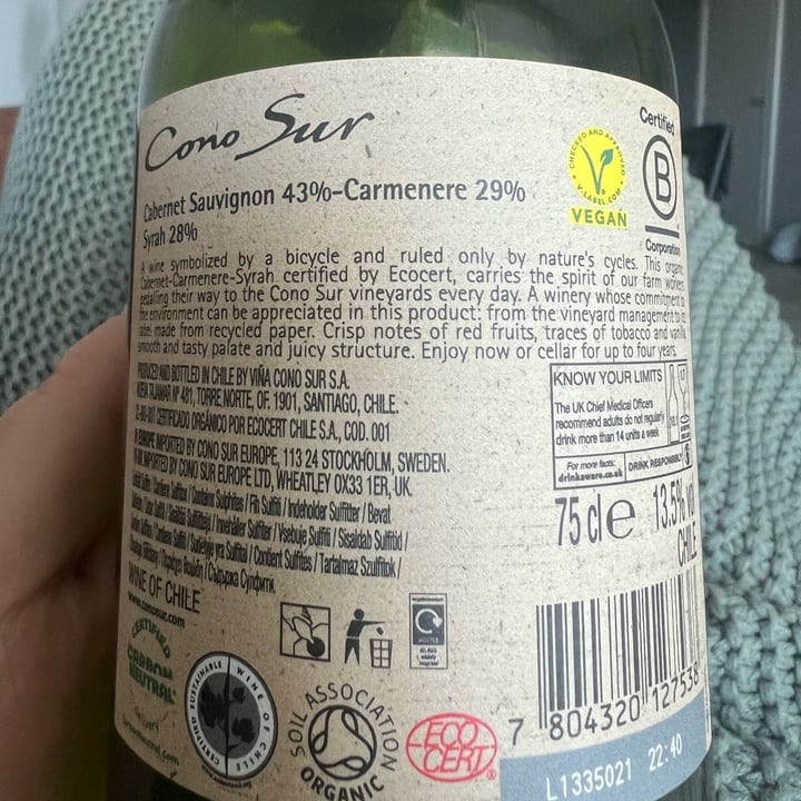 photo of Vina Cono Sur Wine Cono Sur Organic shared by @jucaixeta on  28 May 2022 - review