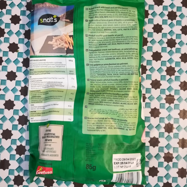review photo of snatt’s Hummus ceci sticks basil & parsley shared by @creuzadema on 21 Oct 2022 - review
