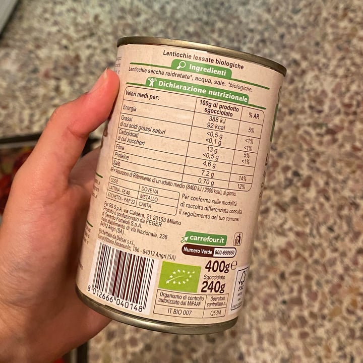 photo of Carrefour Bio Lenticchie shared by @vegpercaso on  16 Aug 2022 - review