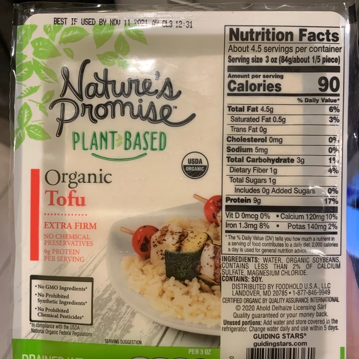 photo of Nature's Promise Extra Firm Tofu shared by @karatesarah8 on  19 Sep 2021 - review
