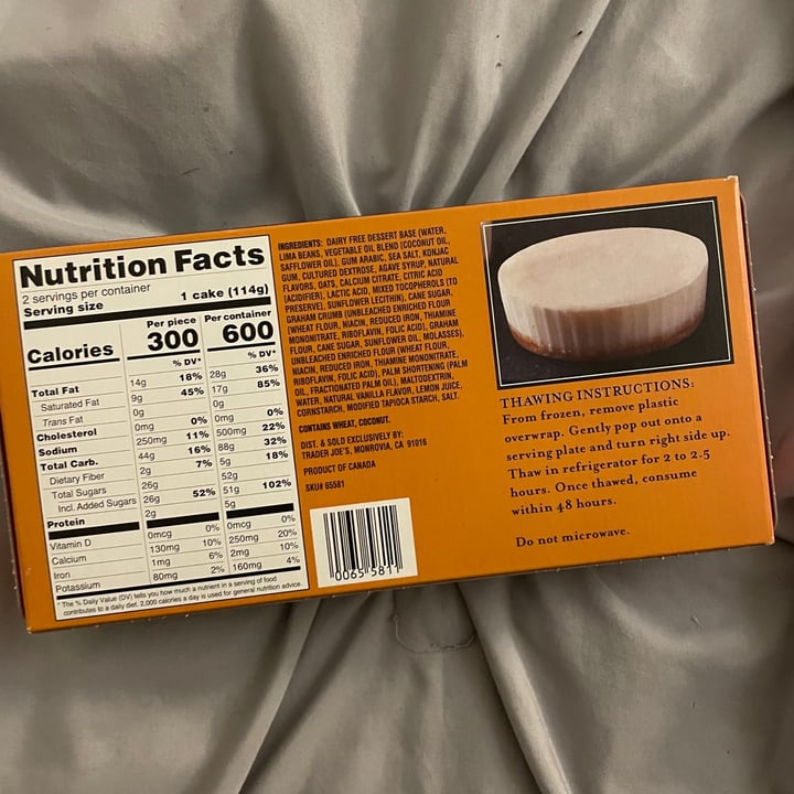 review photo of Trader Joe's Cheese-Less Cheesecake shared by @soularflare on 26 Apr 2021 - review