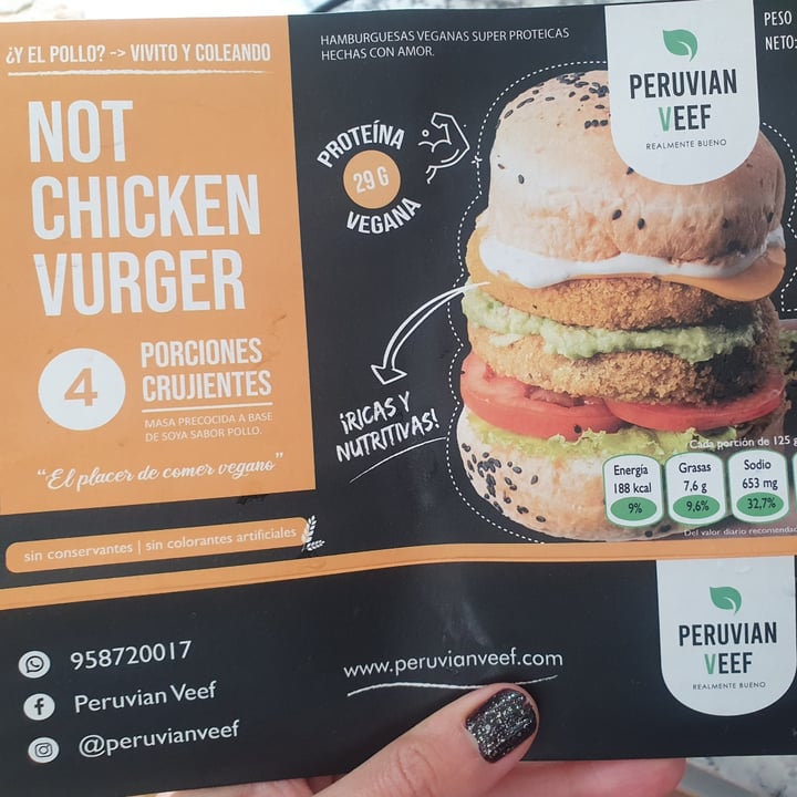 review photo of Peruvian Veef Not Chicken Vurguer shared by @susanacardich on 04 Nov 2022 - review