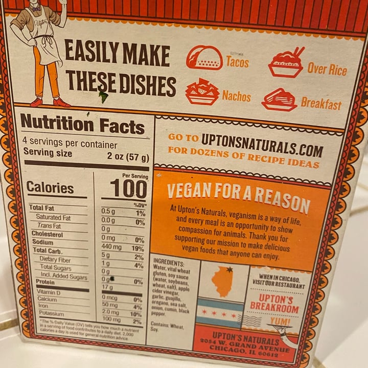 review photo of Upton's Naturals Chorizo Seitan shared by @juquintero on 05 Jan 2022 - review