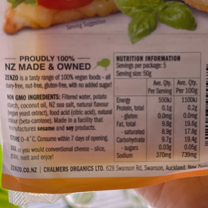 photo of Zenzo Dairy Free Cheese Alternative Cheddar shared by @carlaoliveira on  30 Jan 2022 - review