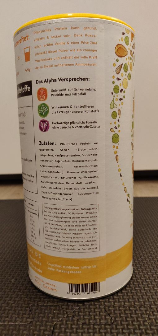 review photo of Alpha Foods (Supplements) Vegan Protein Vanille 600g shared by @nuls on 01 Mar 2020 - review