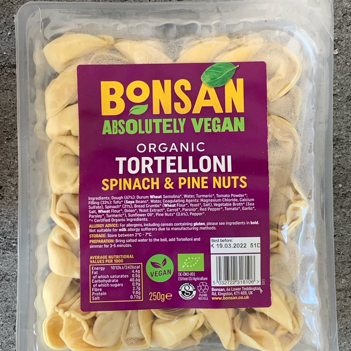 Tortelloni Spinach and Pine nuts from Bonsan - Vegan Product Reviews ...