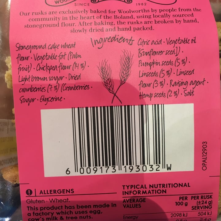 photo of Woolworths Woolworths vegan rusks shared by @riven on  11 Apr 2021 - review