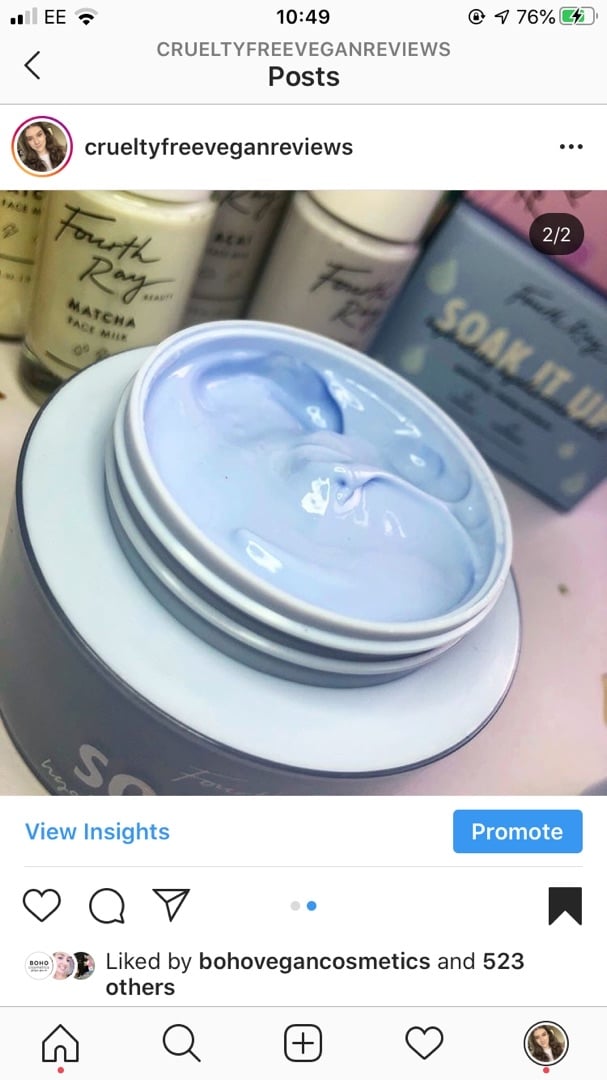 review photo of Fourth Ray Beauty Soak It Up Mask shared by @cfveganreviews on 23 Jan 2020 - review