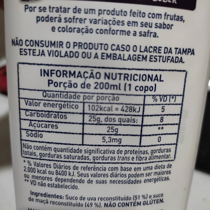 photo of Natural One Suco misto de uva e maçã shared by @llaurinharesende on  16 Feb 2022 - review