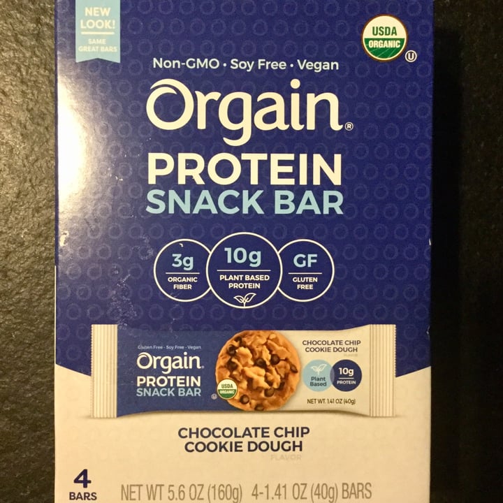 photo of Orgain Chocolate Chip Cookie Dough Protein Bar shared by @uninterestingvegan on  24 Jul 2020 - review