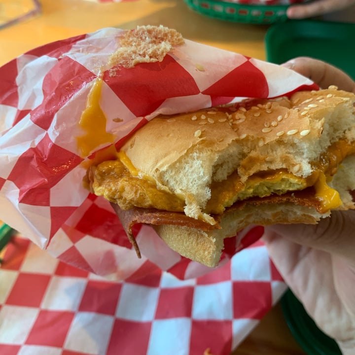 photo of Santana's Vegan Grill bacon egg and cheese sandwich shared by @moozoogabba on  11 Jul 2022 - review