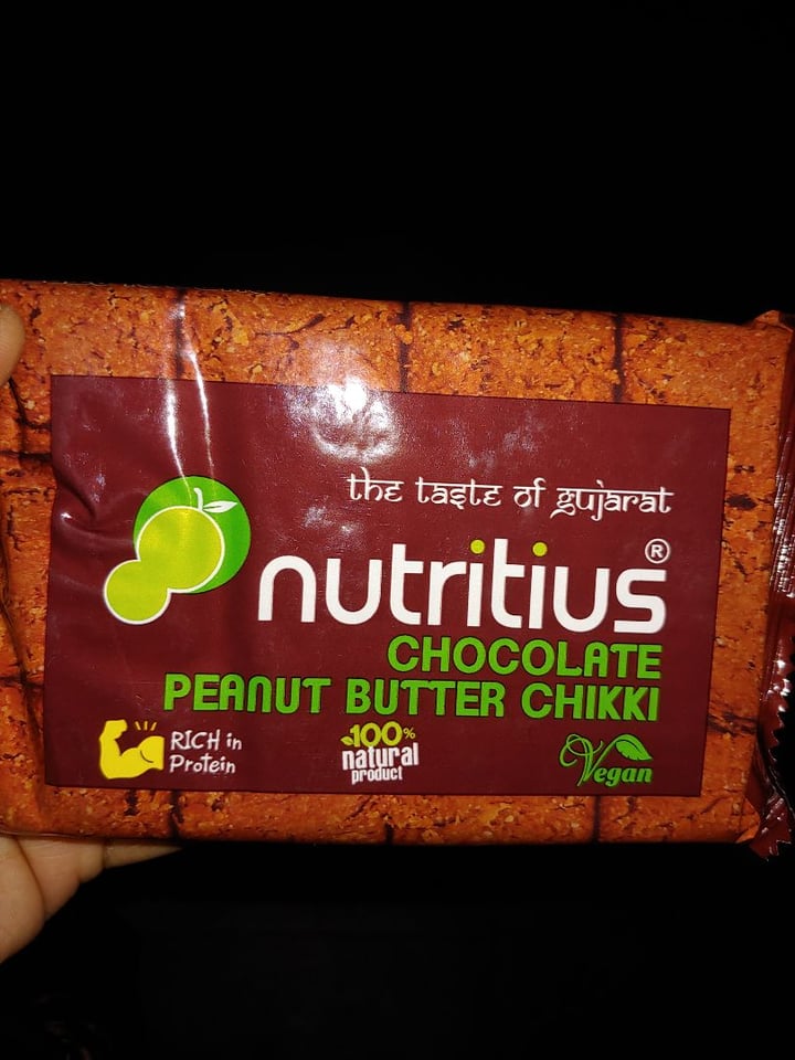 photo of Nutritius Chocolate peanut butter chikki shared by @vegananu on  02 May 2019 - review