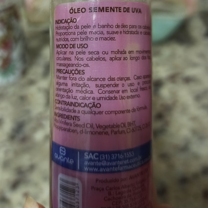 photo of Avante Cosmeticos Aceite de semillas de uva shared by @nachuquiroz on  09 Jun 2020 - review