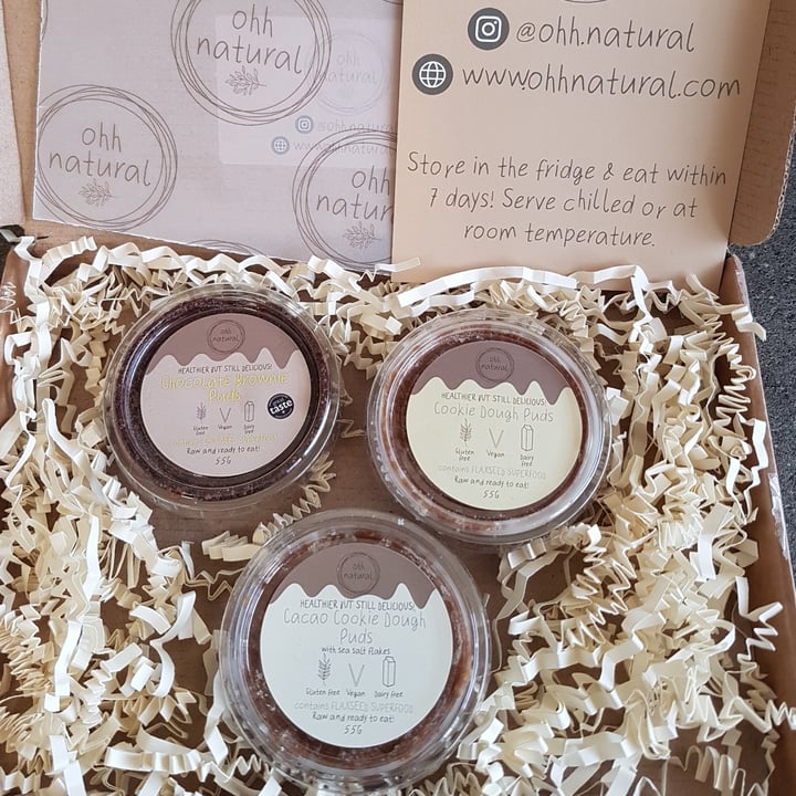 photo of Ohh natural Chocolate Brownie Pud, Cookie Dough Pud and Cacao Cookie Dough Pud shared by @veganbakesandbites on  24 Mar 2021 - review