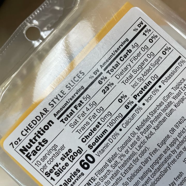 photo of So Delicious Dairy Free Cheddar Style Slices shared by @angelaaraujo on  07 Jun 2022 - review