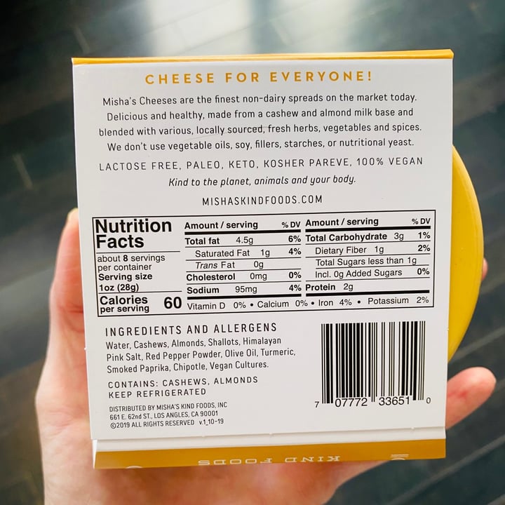 photo of Misha’s Kind Foods Non-Dairy Cheese Smoked Cheddar shared by @beckyyy on  15 Mar 2021 - review