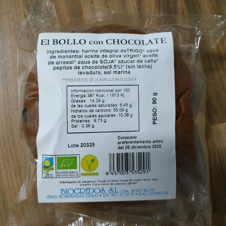 photo of Biogredos Bollo Con Chocolate shared by @tomatoandpotatovegan on  26 Nov 2020 - review