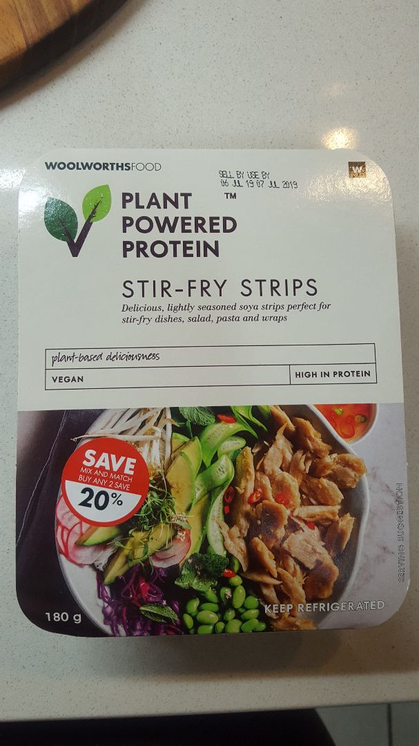 photo of Woolworths Food Plant Powered Protein Stir-Fry Strips shared by @veganmax on  11 Jul 2019 - review