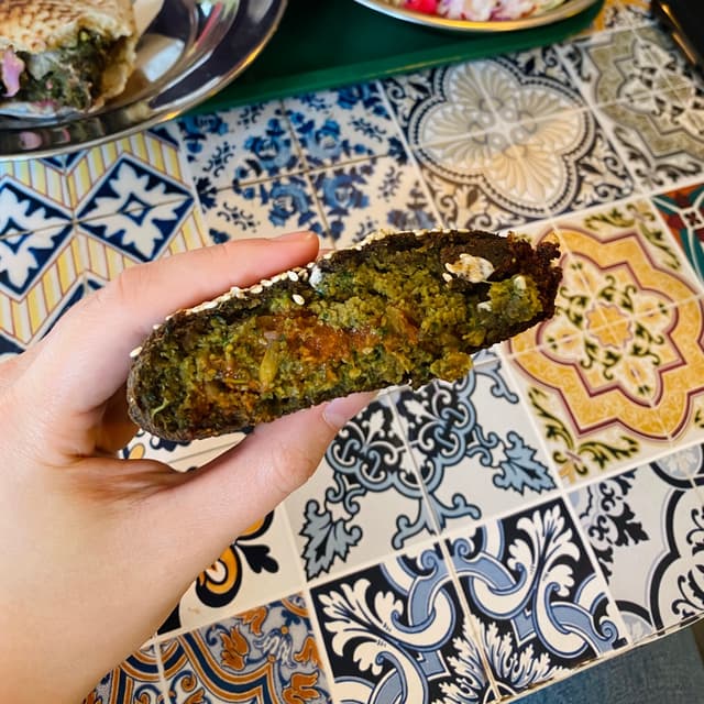 Photo of the dish “Chilli & caramelized onion stuffed falafel”