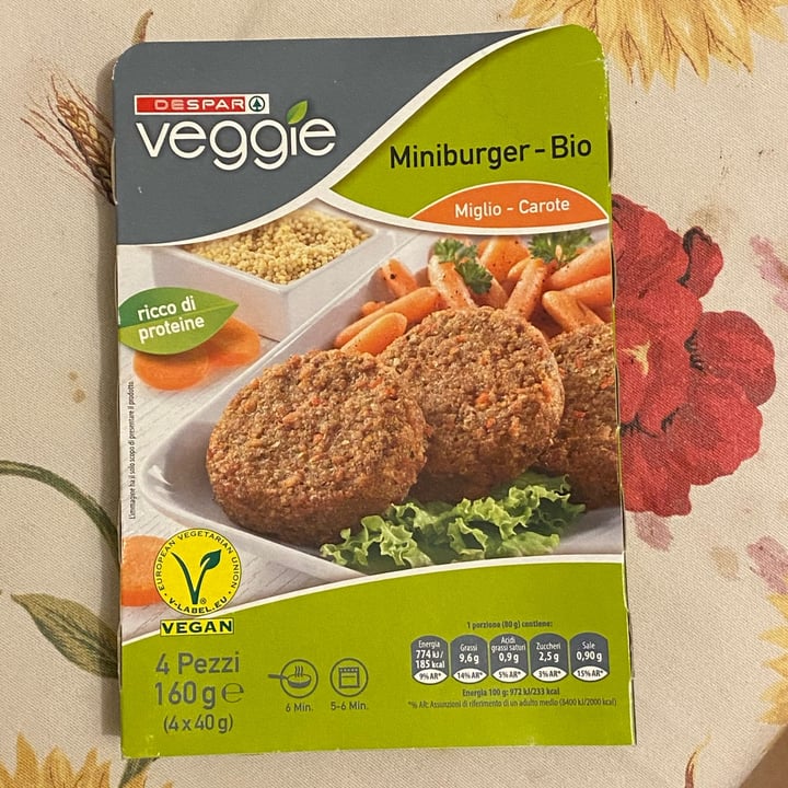 photo of Despar Veggie Miniburger bio miglio e carota shared by @ciotolinaa on  04 Nov 2022 - review