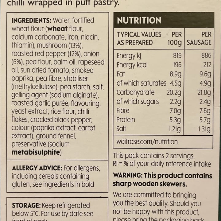 photo of Waitrose & partners No Chorizo Pigs in Duvets shared by @mafina on  16 Dec 2022 - review