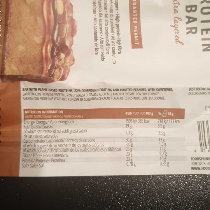 photo of Foodspring Vegan protein bar roasted peanut shared by @sonik on  27 Aug 2022 - review