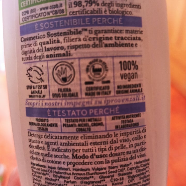 photo of I Provenzali Latte detergente biologico all’argan con acido ialuronico nutriente shared by @soniapiccola on  18 Apr 2022 - review