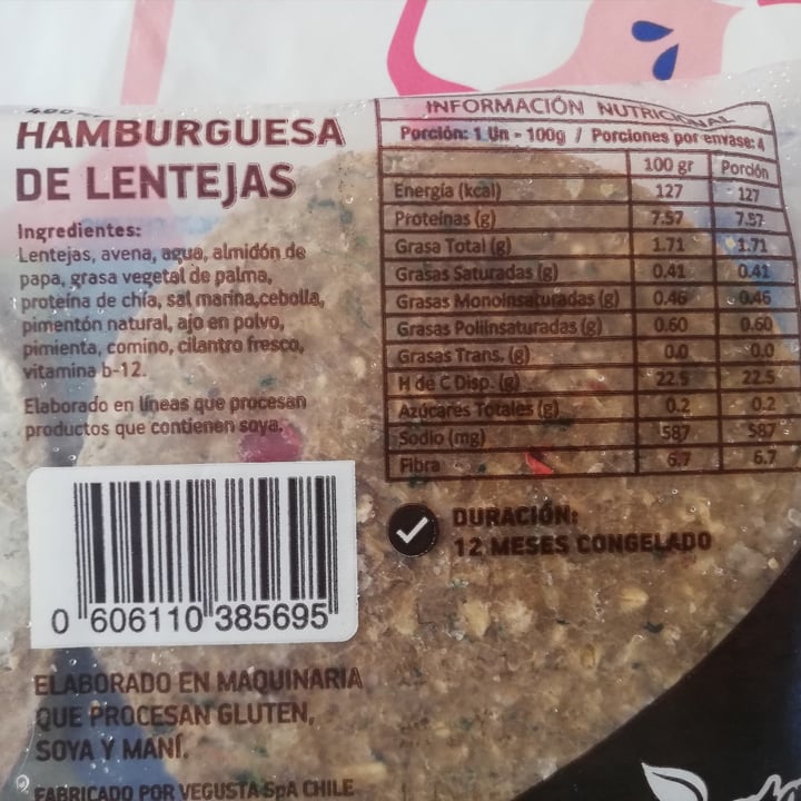 review photo of Vegusta Hamburguesa Veggie Lentejas shared by @camilix on 01 Dec 2020 - review