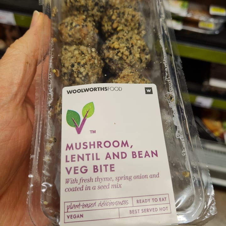 photo of Woolworths Food Mushroom, lentil, and bean veg bite shared by @vegankitchensa on  06 Oct 2021 - review