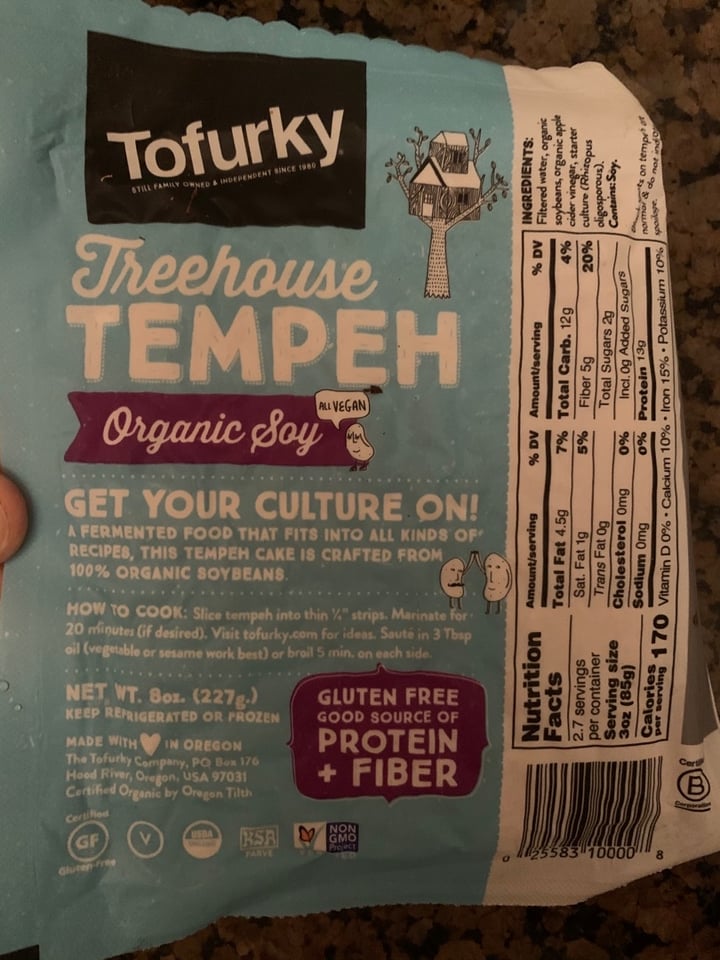 photo of Tofurky Treehouse Tempeh Organic Soy shared by @llamalover on  12 Nov 2019 - review