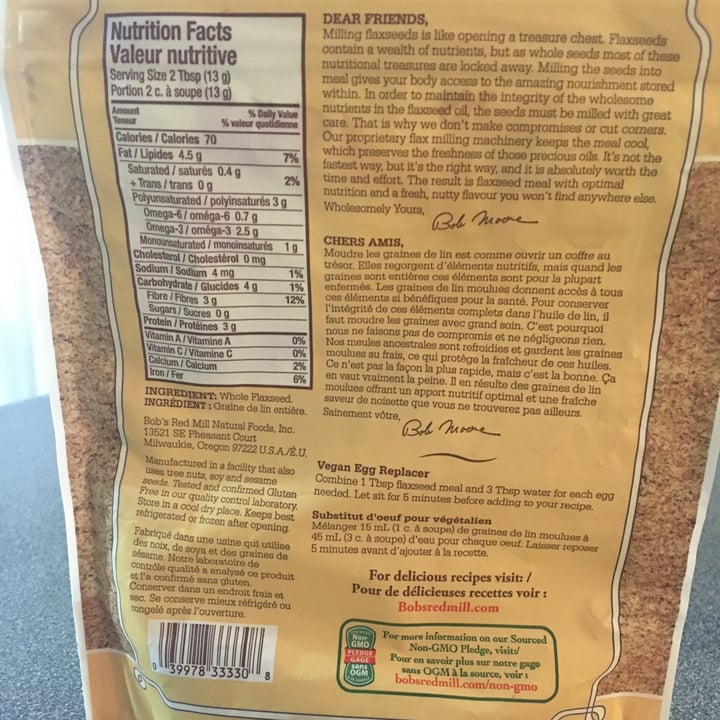 photo of Bob's Red Mill Flax seed shared by @melodiepaquetanimals on  20 Apr 2022 - review