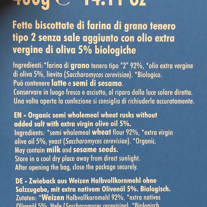 review photo of Natura Sì Fette biscottate semintegrali senza sale aggiunto shared by @giuli9 on 19 Mar 2022 - review
