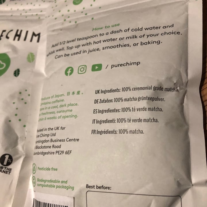 photo of Purechimp Matcha green tea 100g shared by @evntrz on  09 Nov 2020 - review