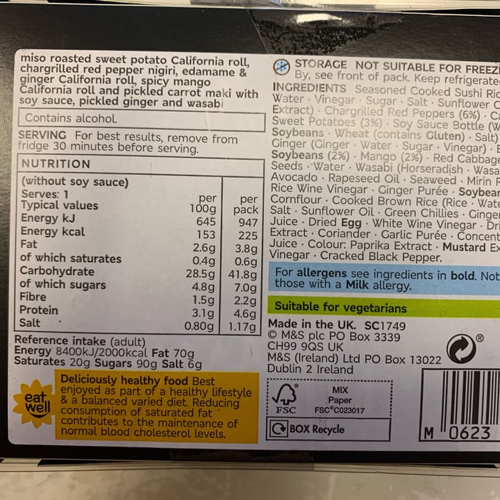 review photo of Marks & Spencer Food (M&S) Vegetable Sushi shared by @tsollis on 06 Apr 2022 - review