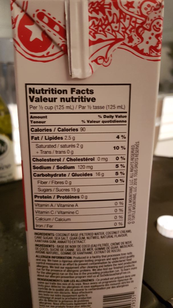 review photo of So Delicious Dairy Free Holiday Nog Coconutmilk shared by @kayleenorton on 20 Dec 2019 - review