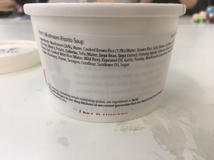 photo of Pret A Manger Mushroom Risotto Soup shared by @hollydylan on  04 Feb 2020 - review