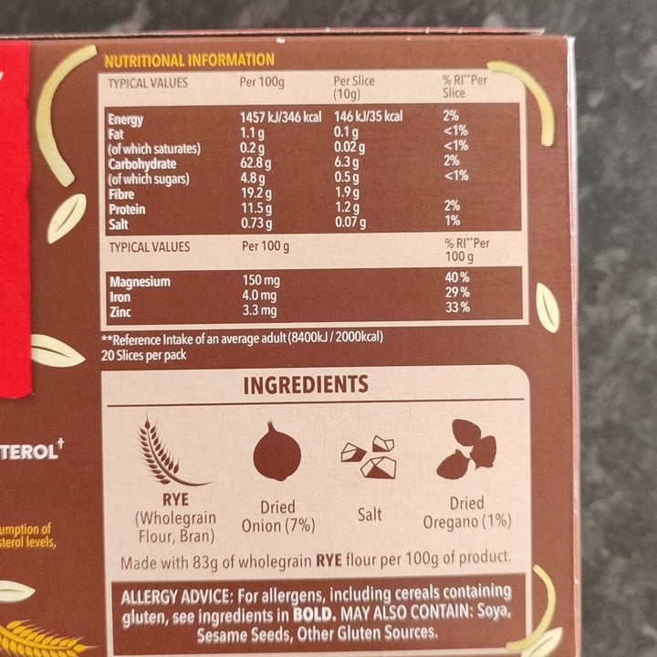 photo of Ryvita Sweet Onion Crunchy Rye Bread shared by @chiara91 on  18 Mar 2022 - review