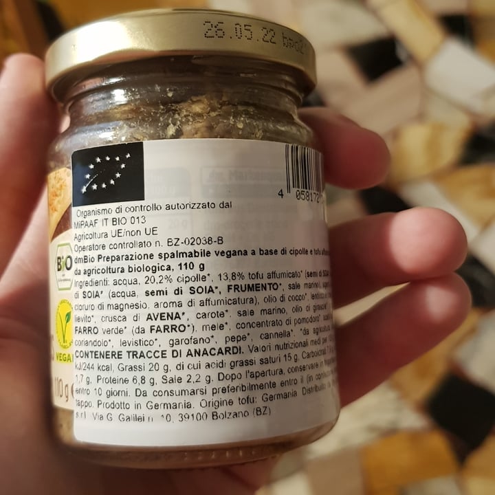 review photo of dmBio Patè di Cipolla e Tofu Affumicato shared by @elemino on 07 Jul 2022 - review