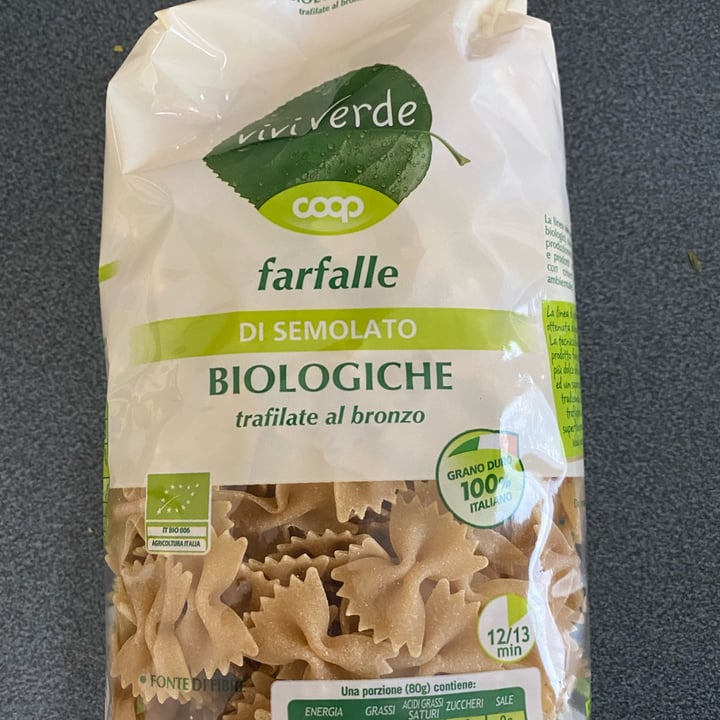 review photo of Vivi Verde Coop Farfalle Di Semolato Biologiche Trafilate Al Bronzo shared by @leoncinoveg on 31 Mar 2022 - review