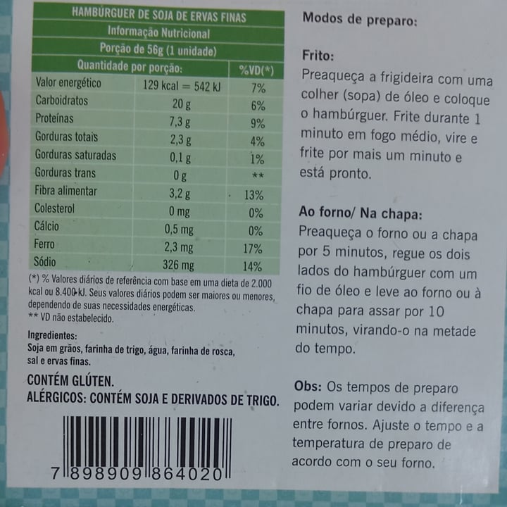 review photo of Soja Mania Hambúrguer de Soja Empanado Sabor Ervas Finas shared by @caauge on 12 May 2022 - review