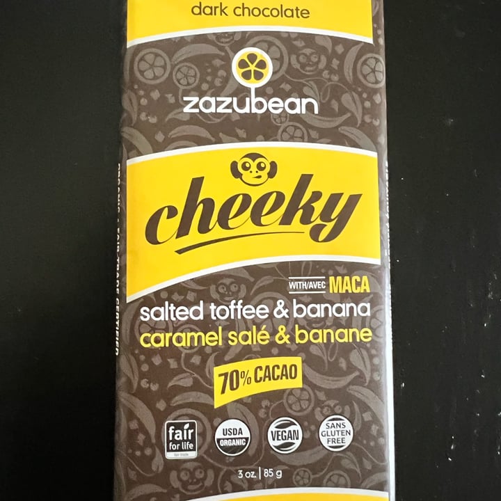 photo of Zazubean Organic Chocolates Salted Toffee & Banana Dark Chocolate with Maca shared by @veganmika on  30 Dec 2021 - review