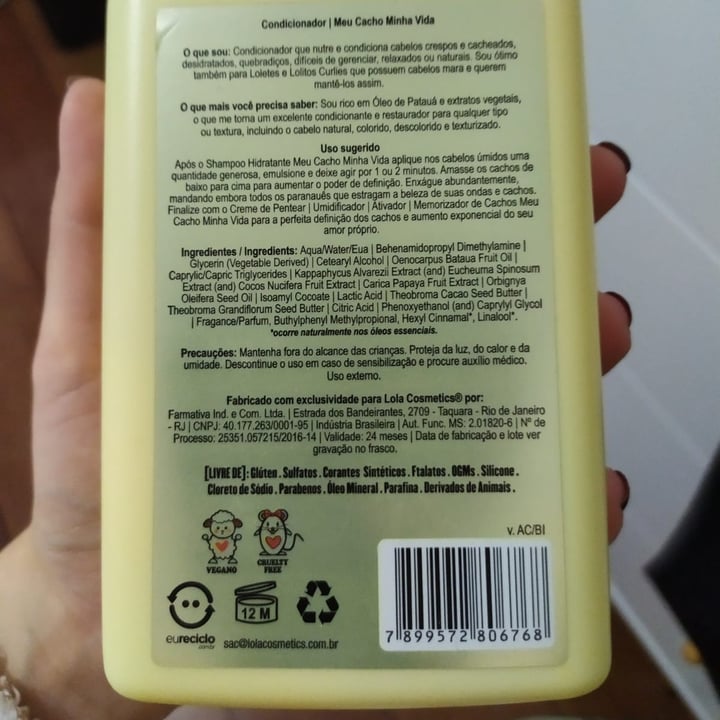 review photo of Lola Cosmetics Condicionador Meu Cacho Minha Vida shared by @brunacampana on 07 May 2022 - review
