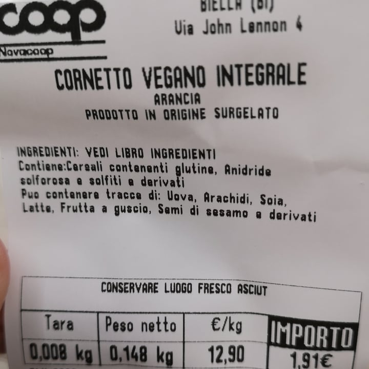 photo of Coop Cornetto Vegano All’Arancia shared by @maripina on  08 Oct 2021 - review