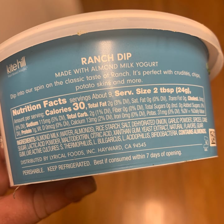 review photo of Kite Hill Dairy-Free Ranch Dip shared by @shannonmarilyn on 29 Oct 2021 - review