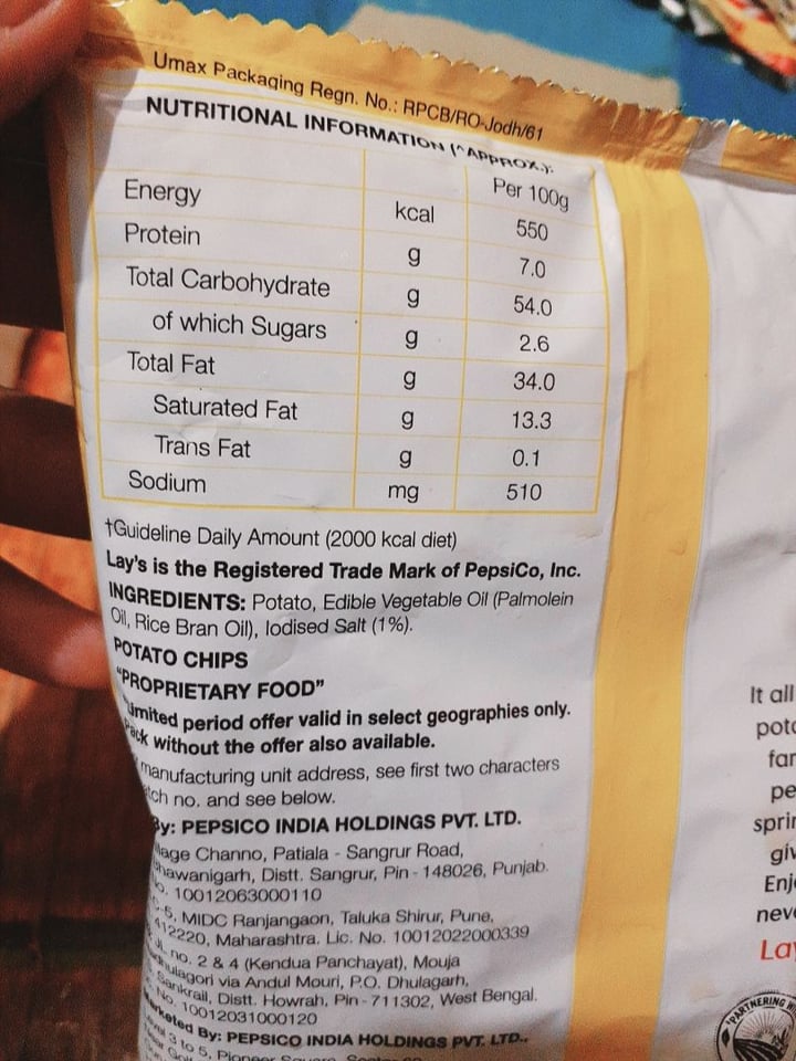 photo of Lay's Potato Chips Salted shared by @drupasanadatta on  10 Sep 2020 - review